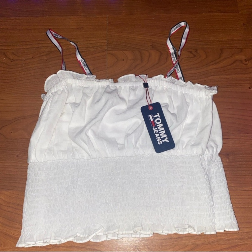 Macy's Cream Smocked Ruffled Camisole